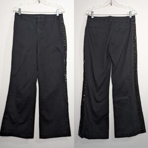 Banana Republic Martin stretch black sequin accent wide leg jean 6